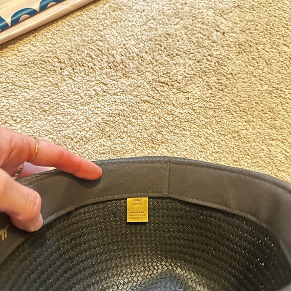 Vintage black straw fedora hat size large - Picture 4 of 5